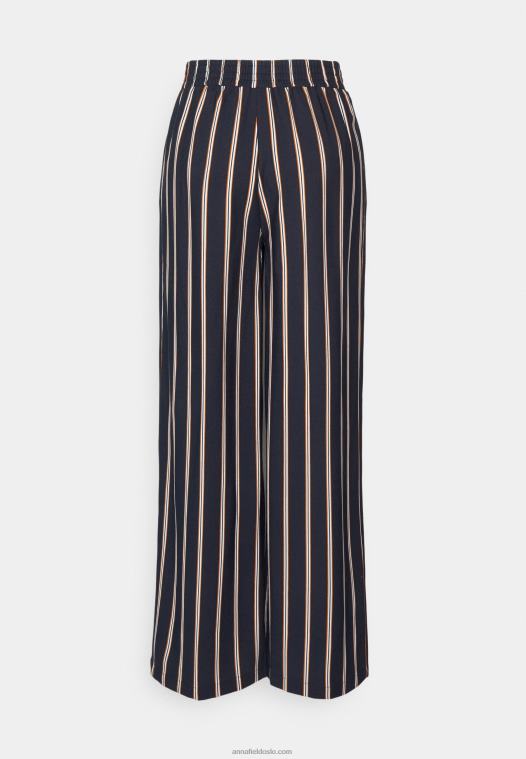 Anna Field kvinner bukse mørkeblå/brun/hvit P266L636