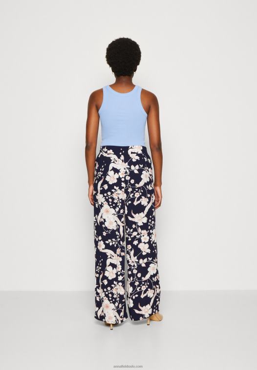 Anna Field kvinner bukse svart/off white/flerfarget P266L619