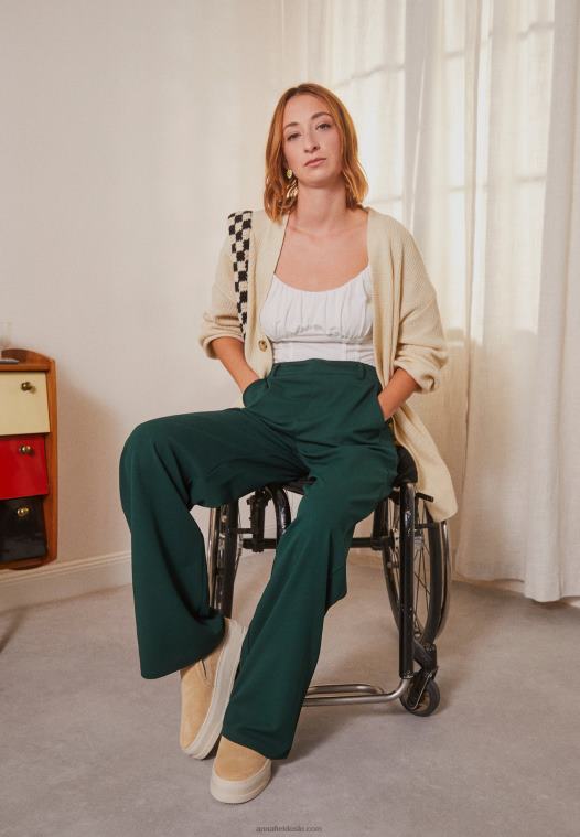 Anna Field kvinner bukser mørkegrønn P266L650