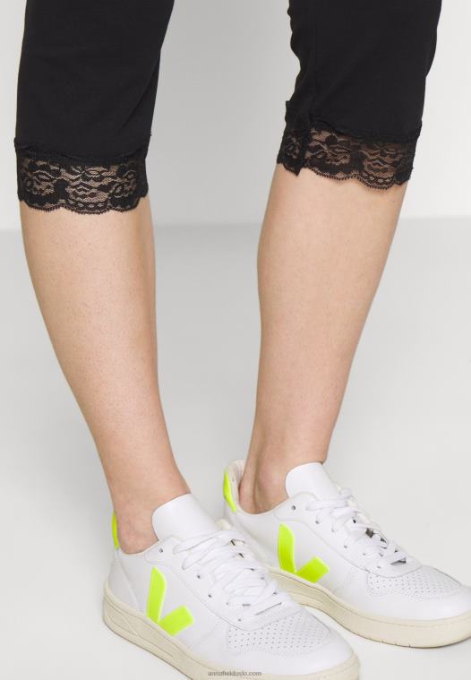 Anna Field kvinner capri leggings med blonder leggings bukser svart P266L655