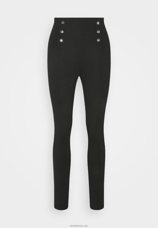 Anna Field kvinner punto leggings med knapp detalj leggings bukse svart P266L652
