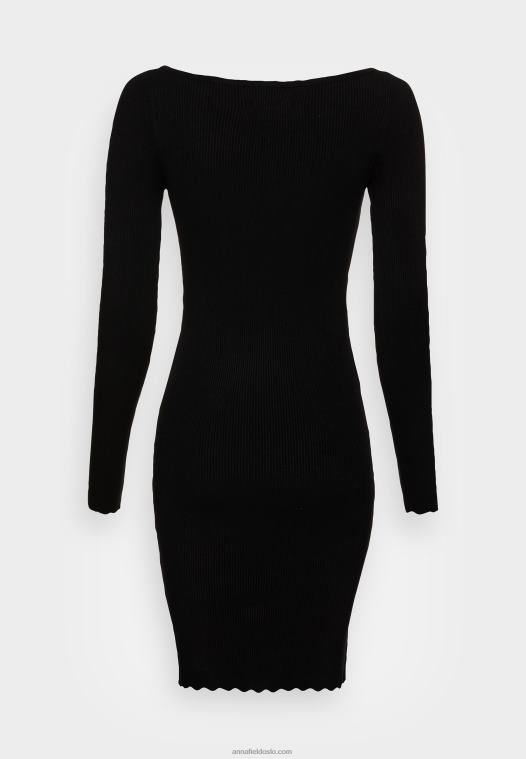 Anna Field kvinner boat ausschnitt mini strickkleid mit geschweiften rndern jumper dress black P266L230