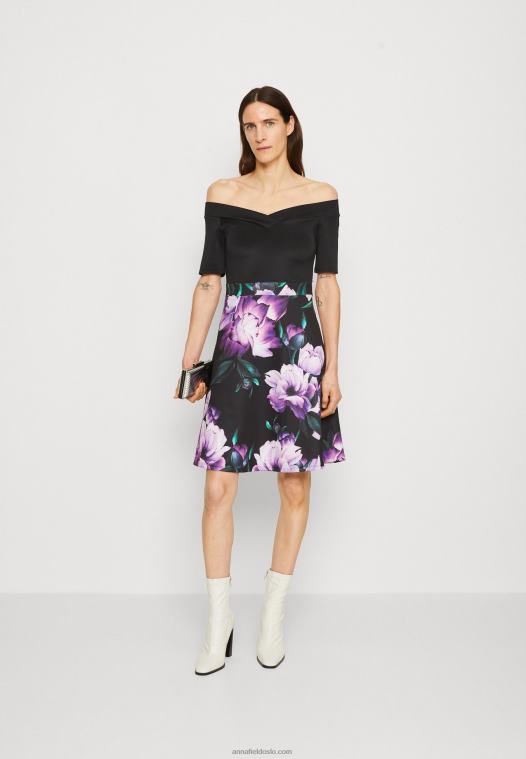 Anna Field kvinner cocktailkjole festkjole svart/lilla P266L71