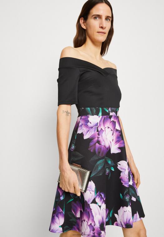 Anna Field kvinner cocktailkjole festkjole svart/lilla P266L71