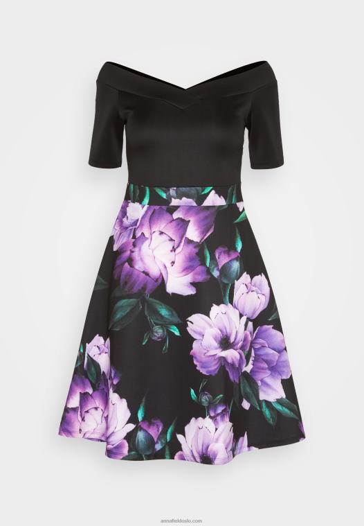 Anna Field kvinner cocktailkjole festkjole svart/lilla P266L71