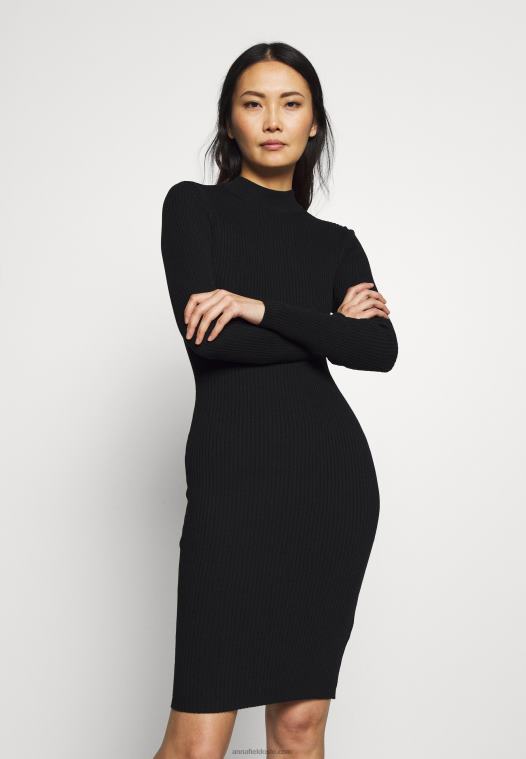 Anna Field kvinner crew ausschnitt bodycon ripp mini strickkleid shift dress sort P266L204