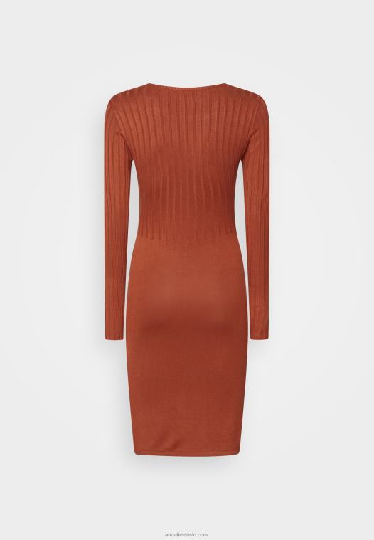 Anna Field kvinner crew ausschnitt ripp top bodycon mini strickkleid shift dress brun P266L202
