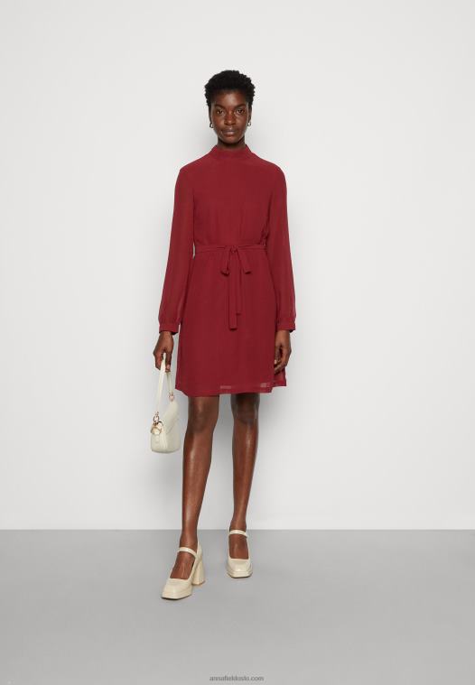 Anna Field kvinner dagskjole mørk rød P266L1