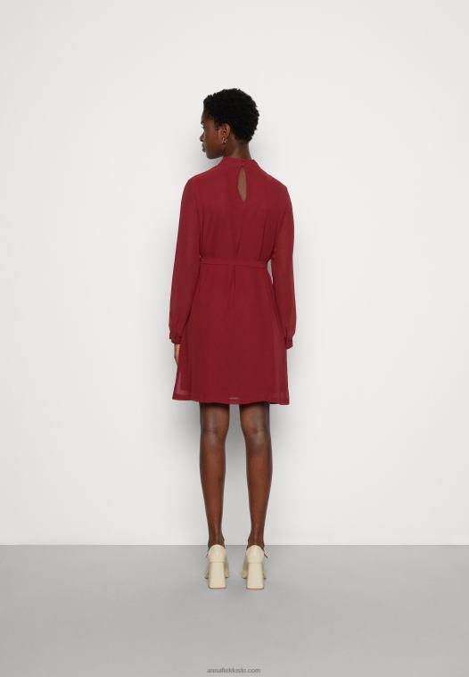 Anna Field kvinner dagskjole mørk rød P266L1