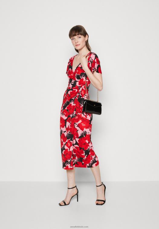 Anna Field kvinner dagskjole rød/rosa P266L19