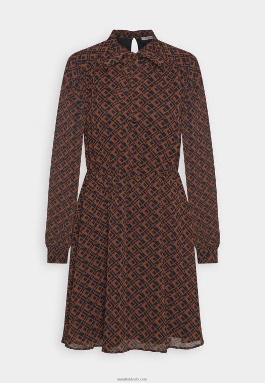 Anna Field kvinner dagskjole svart/brun P266L5