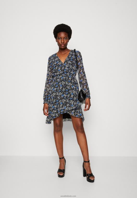 Anna Field kvinner dagskjole svart/flerfarget P266L27