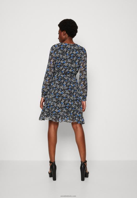 Anna Field kvinner dagskjole svart/flerfarget P266L27