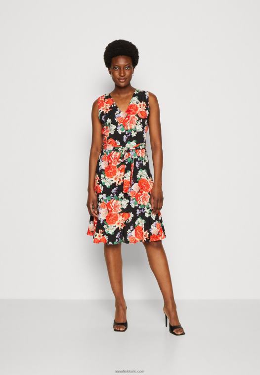 Anna Field kvinner dagskjole svart/rød P266L17