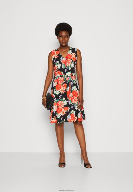 Anna Field kvinner dagskjole svart/rød P266L17