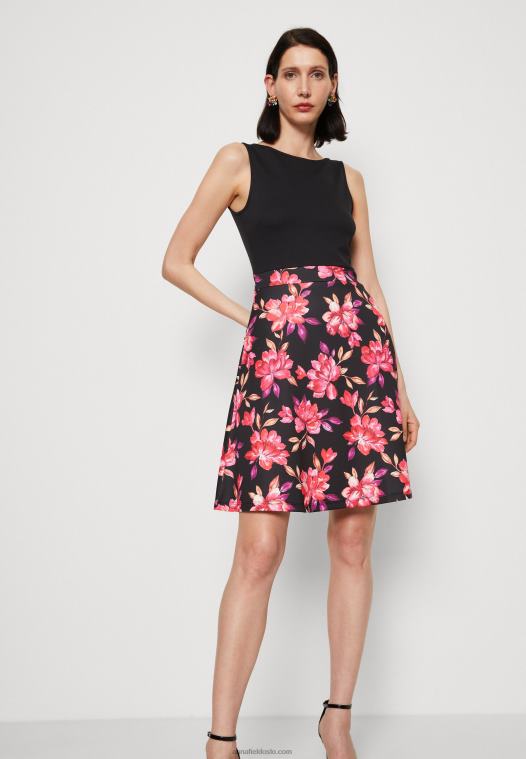 Anna Field kvinner dagskjole svart/rød/lilla P266L11