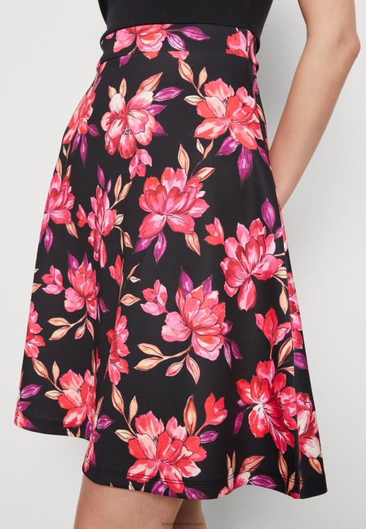 Anna Field kvinner dagskjole svart/rød/lilla P266L11