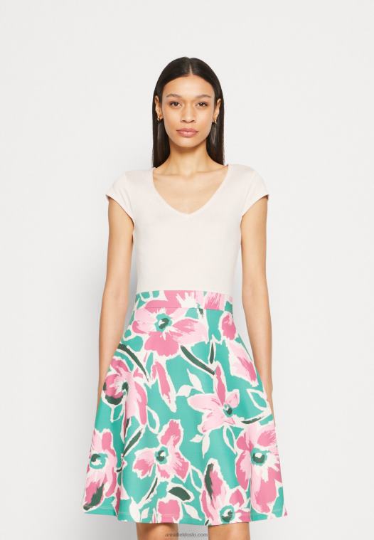 Anna Field kvinner denim kjole hvit/grønn/rosa P266L68