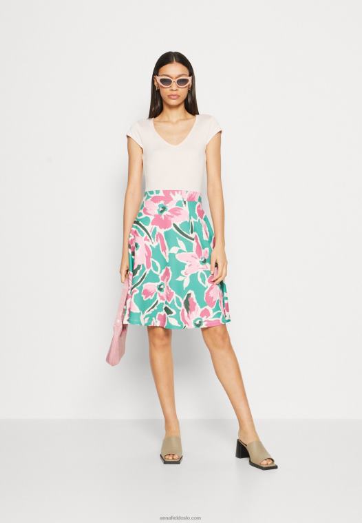 Anna Field kvinner denim kjole hvit/grønn/rosa P266L68