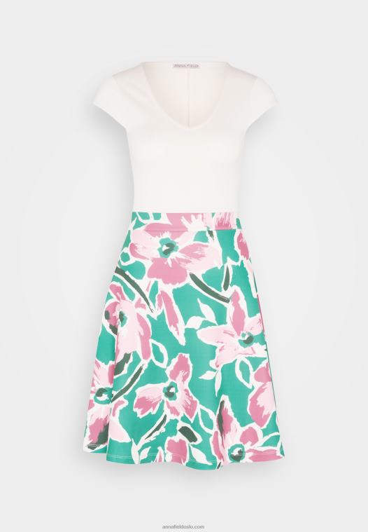 Anna Field kvinner denim kjole hvit/grønn/rosa P266L68