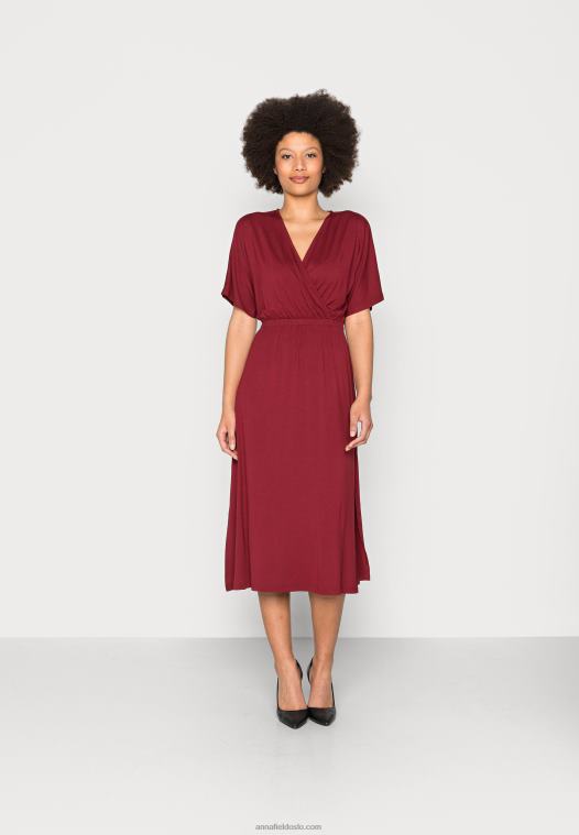 Anna Field kvinner jersey kjole bordeaux P266L118