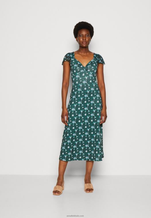 Anna Field kvinner jersey kjole grønn/flerfarget P266L110