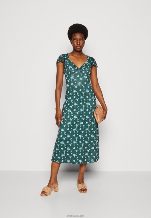 Anna Field kvinner jersey kjole grønn/flerfarget P266L110