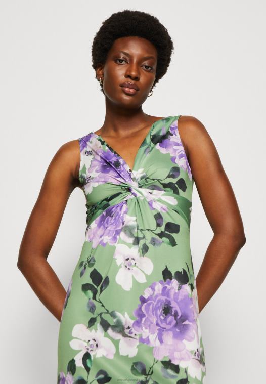 Anna Field kvinner jersey kjole grønn/lilla/hvit P266L78