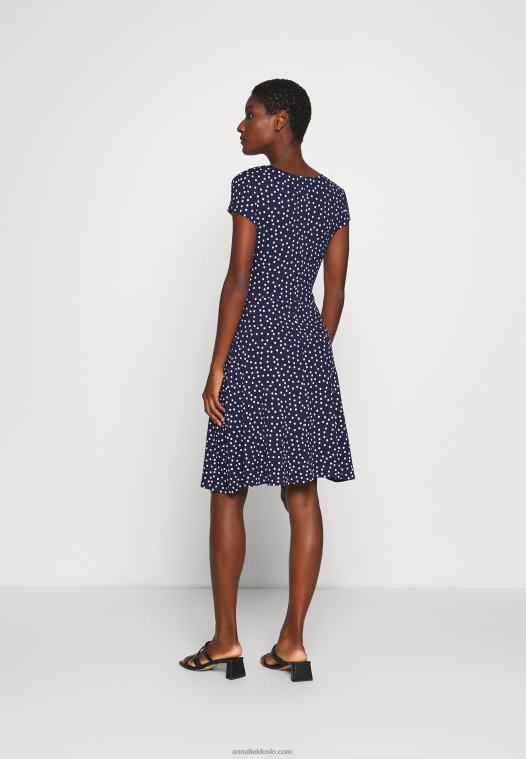 Anna Field kvinner jersey kjole maritim blå/hvit P266L129