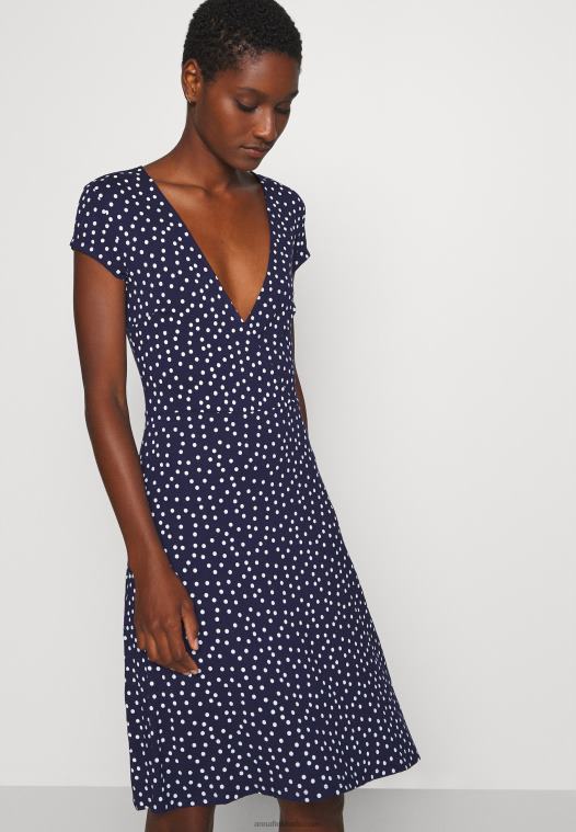 Anna Field kvinner jersey kjole maritim blå/hvit P266L129