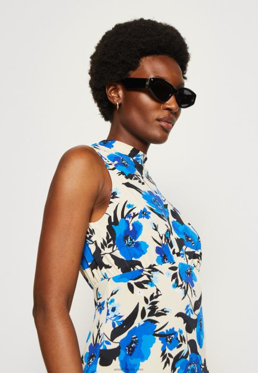 Anna Field kvinner jersey kjole off white/blå P266L166