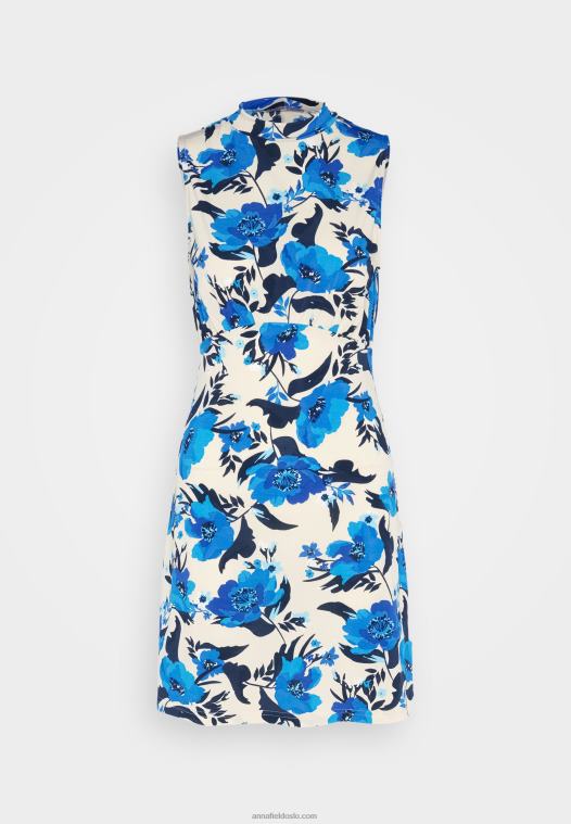 Anna Field kvinner jersey kjole off white/blå P266L166