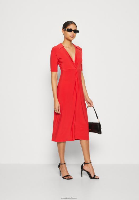 Anna Field kvinner jersey kjole rød P266L142