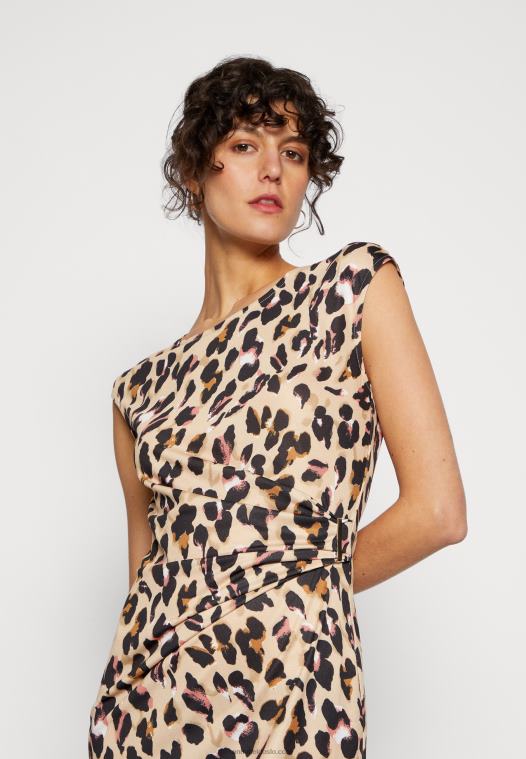 Anna Field kvinner jersey kjole sort/beige/flerfarget P266L161