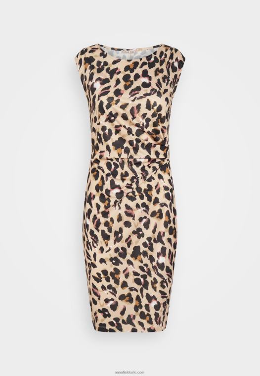 Anna Field kvinner jersey kjole sort/beige/flerfarget P266L161