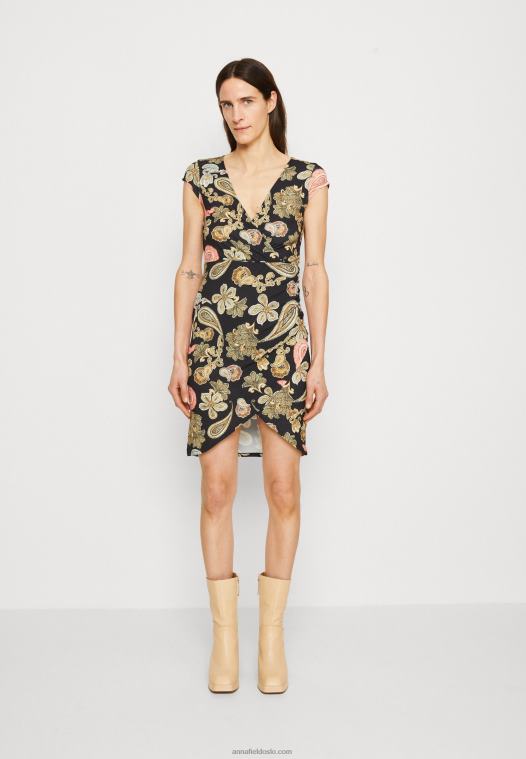 Anna Field kvinner jersey kjole svart/flerfarget P266L189