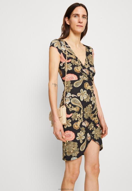 Anna Field kvinner jersey kjole svart/flerfarget P266L189