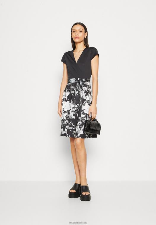 Anna Field kvinner jersey kjole svart/grå/hvit P266L156