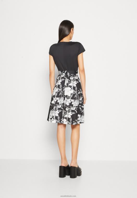 Anna Field kvinner jersey kjole svart/grå/hvit P266L156