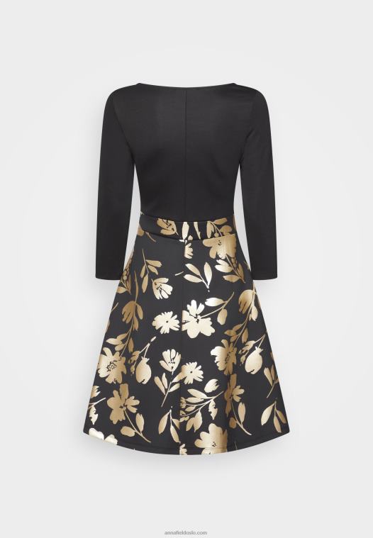 Anna Field kvinner jersey kjole svart gull P266L186