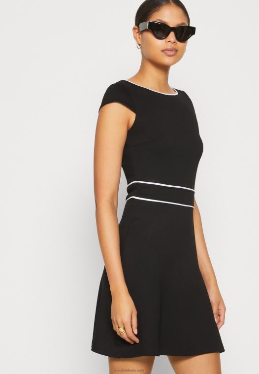 Anna Field kvinner jersey kjole svart/hvit P266L113