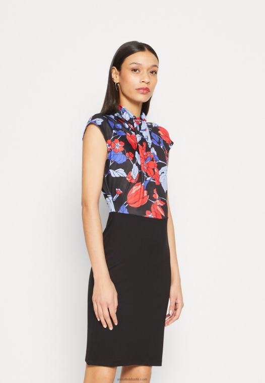 Anna Field kvinner jersey kjole svart/rød/blå P266L184