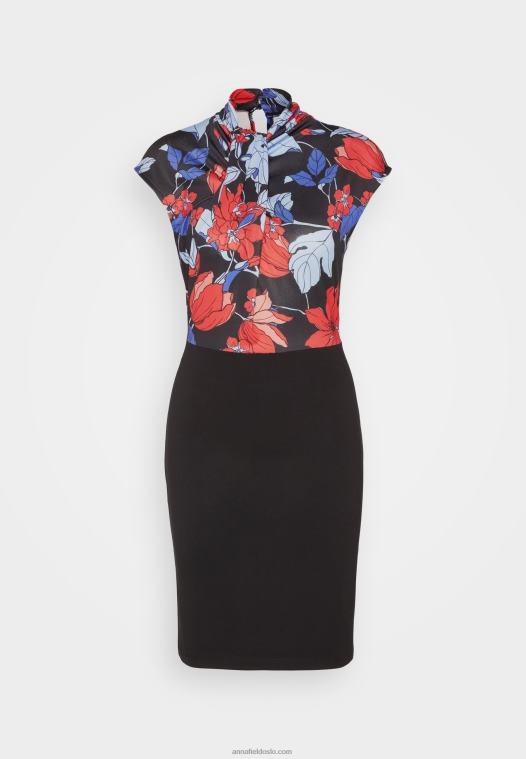 Anna Field kvinner jersey kjole svart/rød/blå P266L184