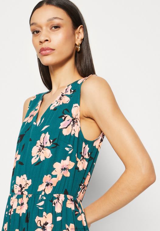 Anna Field kvinner maxi kjole mørkegrønn/rosa P266L224