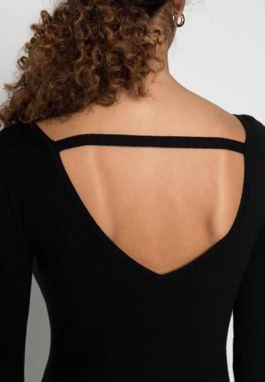 Anna Field kvinner offener rcken bodycon mini strickkleid shift dress black P266L193