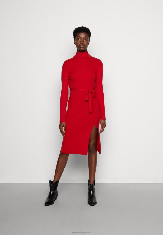 Anna Field kvinner rollkragen ripp mini strickkleid mit grtel jumper dress red P266L232