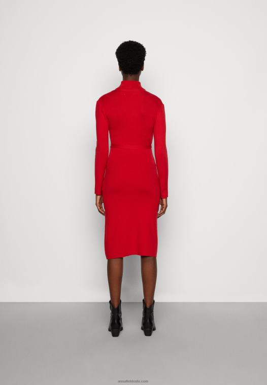 Anna Field kvinner rollkragen ripp mini strickkleid mit grtel jumper dress red P266L232
