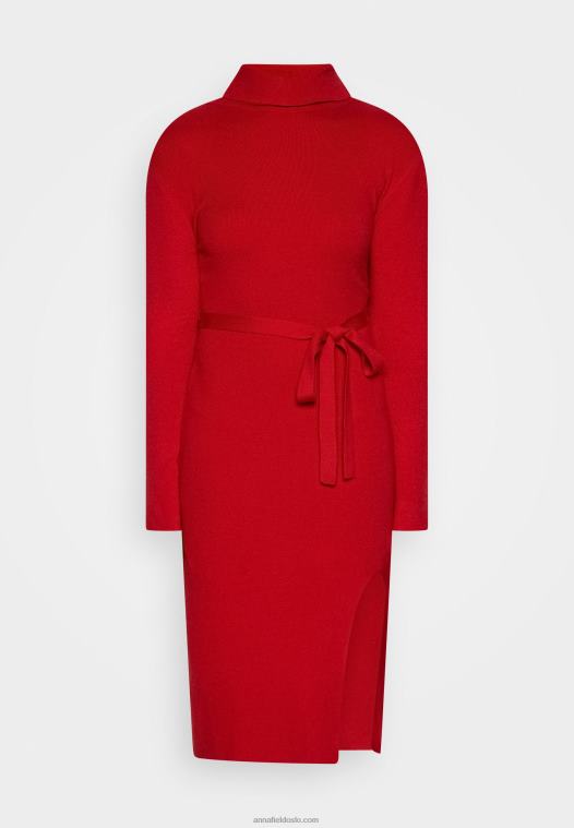 Anna Field kvinner rollkragen ripp mini strickkleid mit grtel jumper dress red P266L232