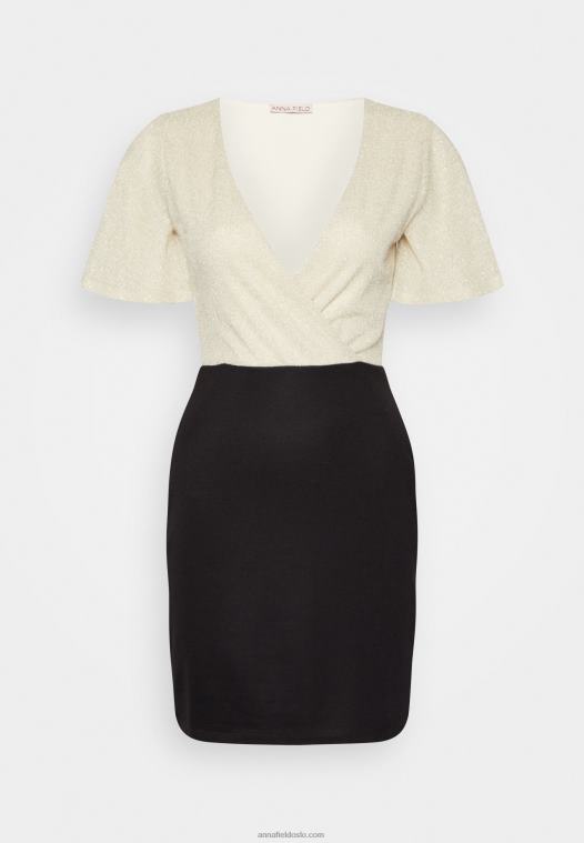 Anna Field kvinner skiftekjole gull/svart P266L206