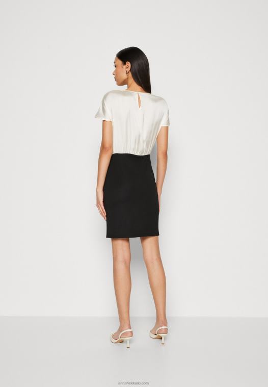 Anna Field kvinner skiftekjole off white/svart P266L195